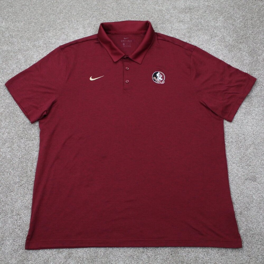 Nike Florida State Polo Shirt Mens 2XL XXL Red Seminoles Short Sleeve Pullover